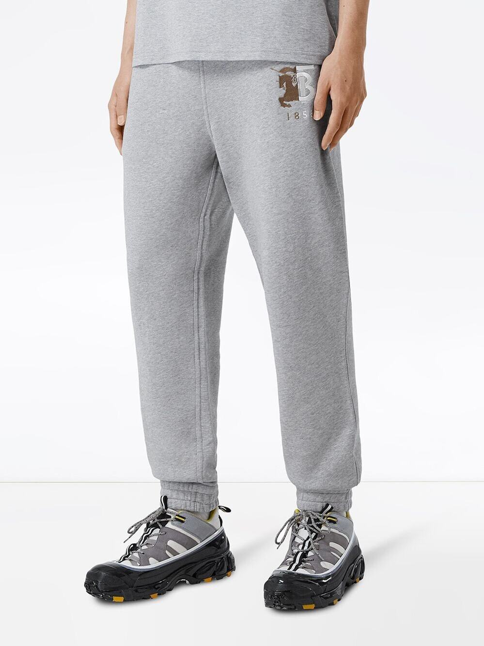 Burberry Interlocking TB Logo Men Size L Gray Track Jogger Sweatpants NWT $630